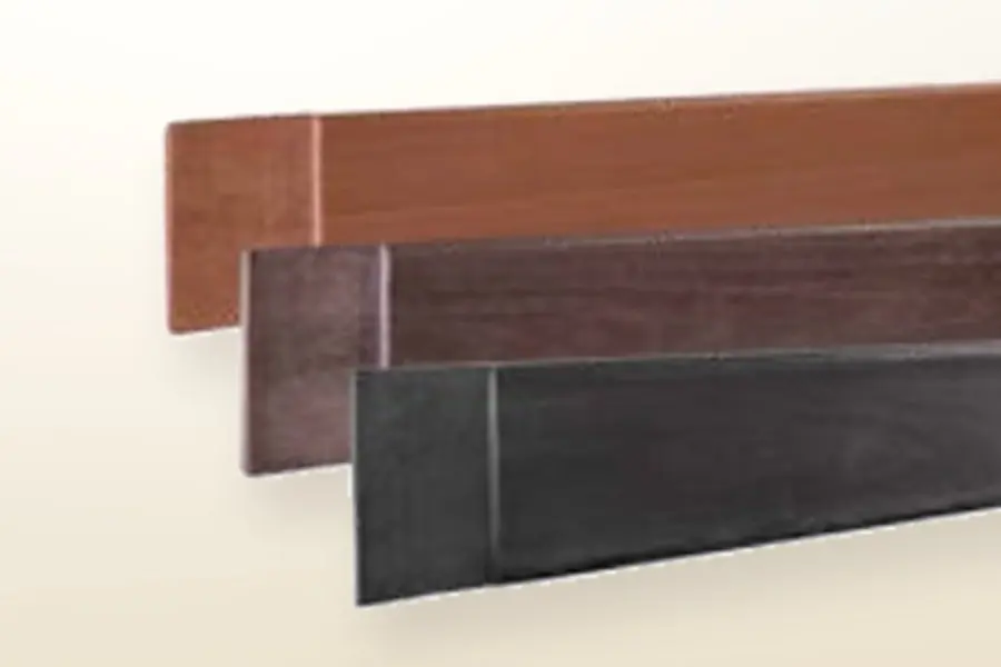 Polyboard edging in light brown, dark brown, and black
