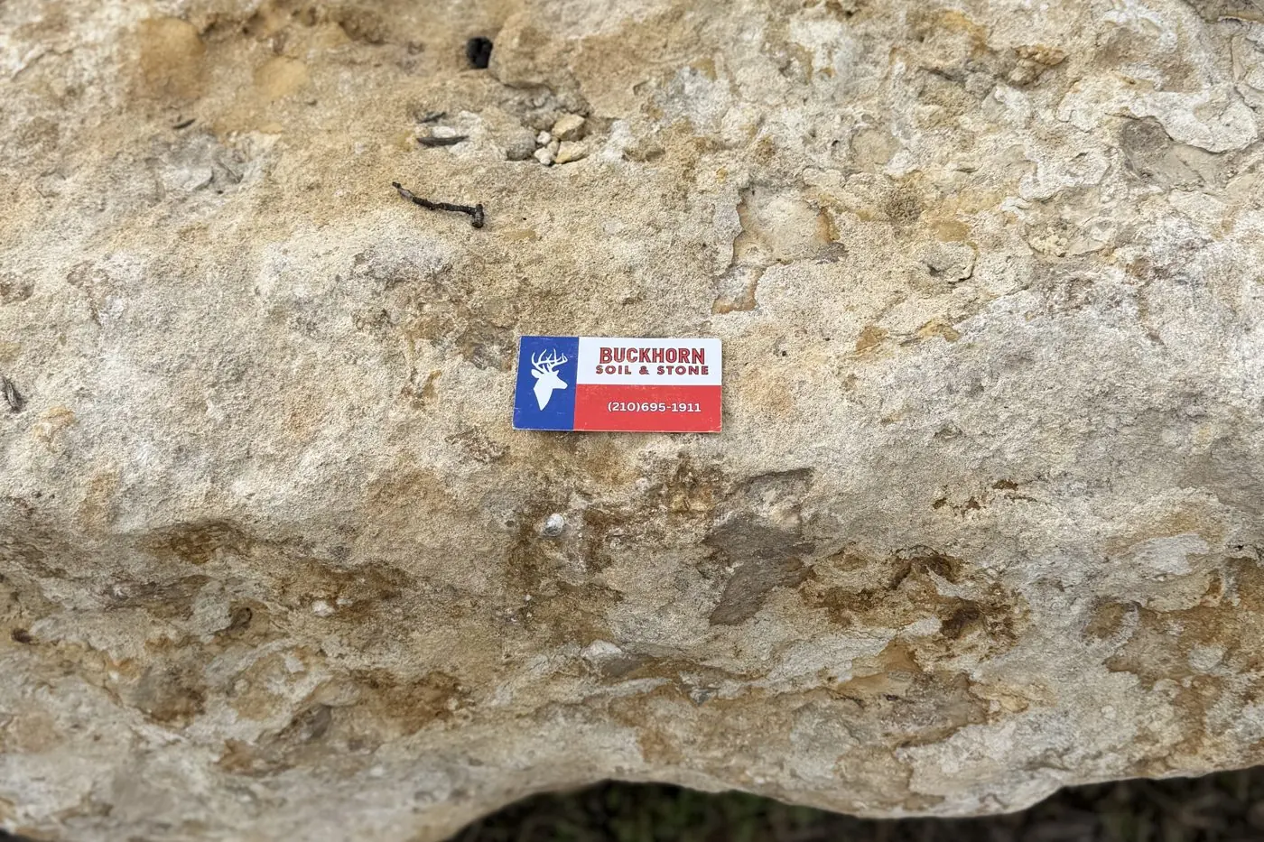 Limestone boulder with aged rustic antique finish
