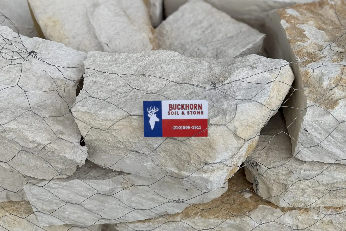 Pallet of white limestone builder stone