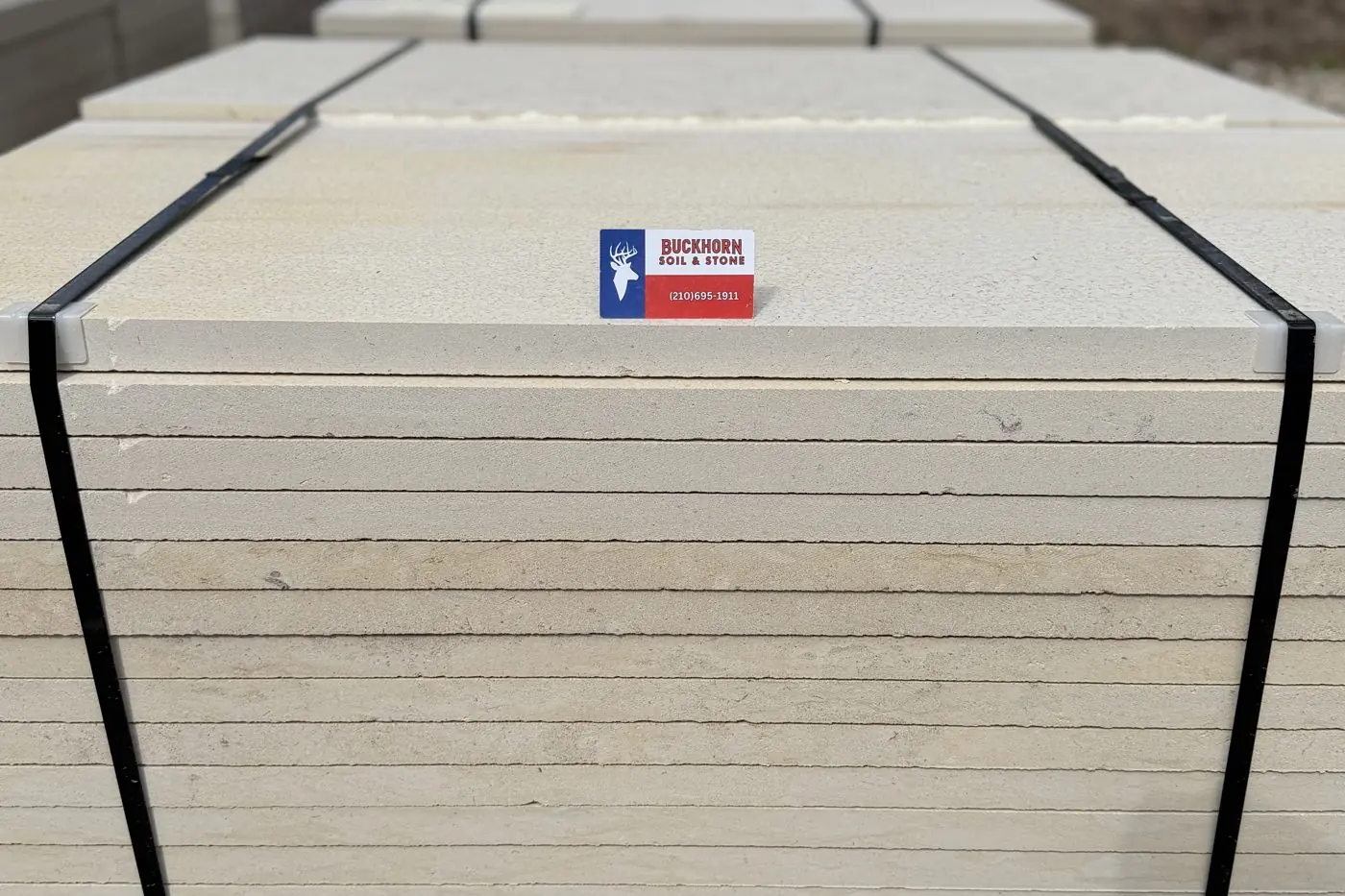 Honed Cream Limestone slabs, 1.25 inches thick