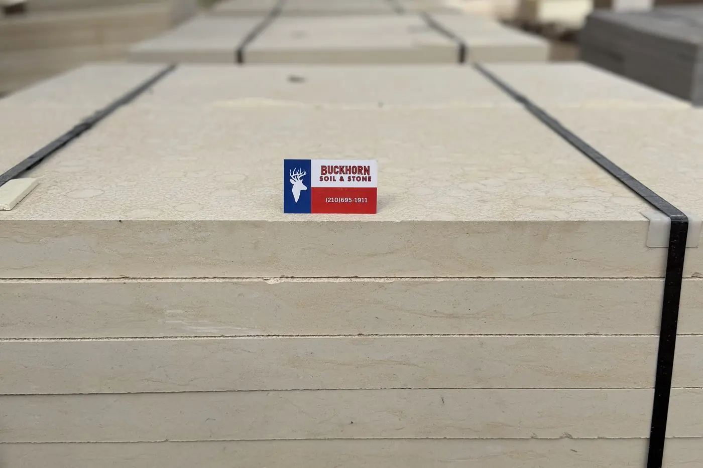 Honed Cream Limestone slabs, 2.25 inches thick