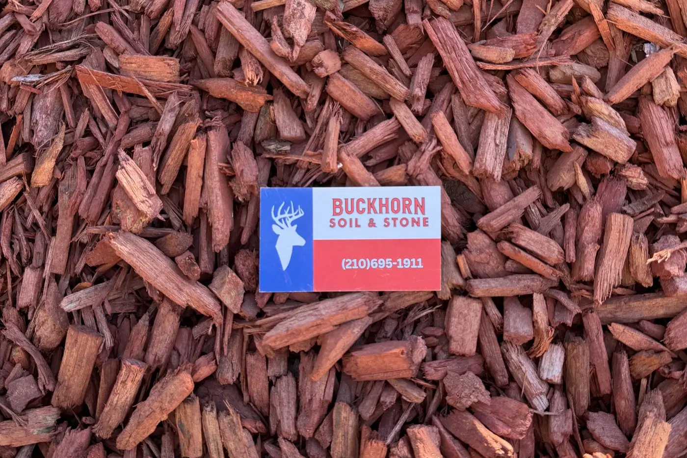 Dyed red mulch in the Buckhorn yard