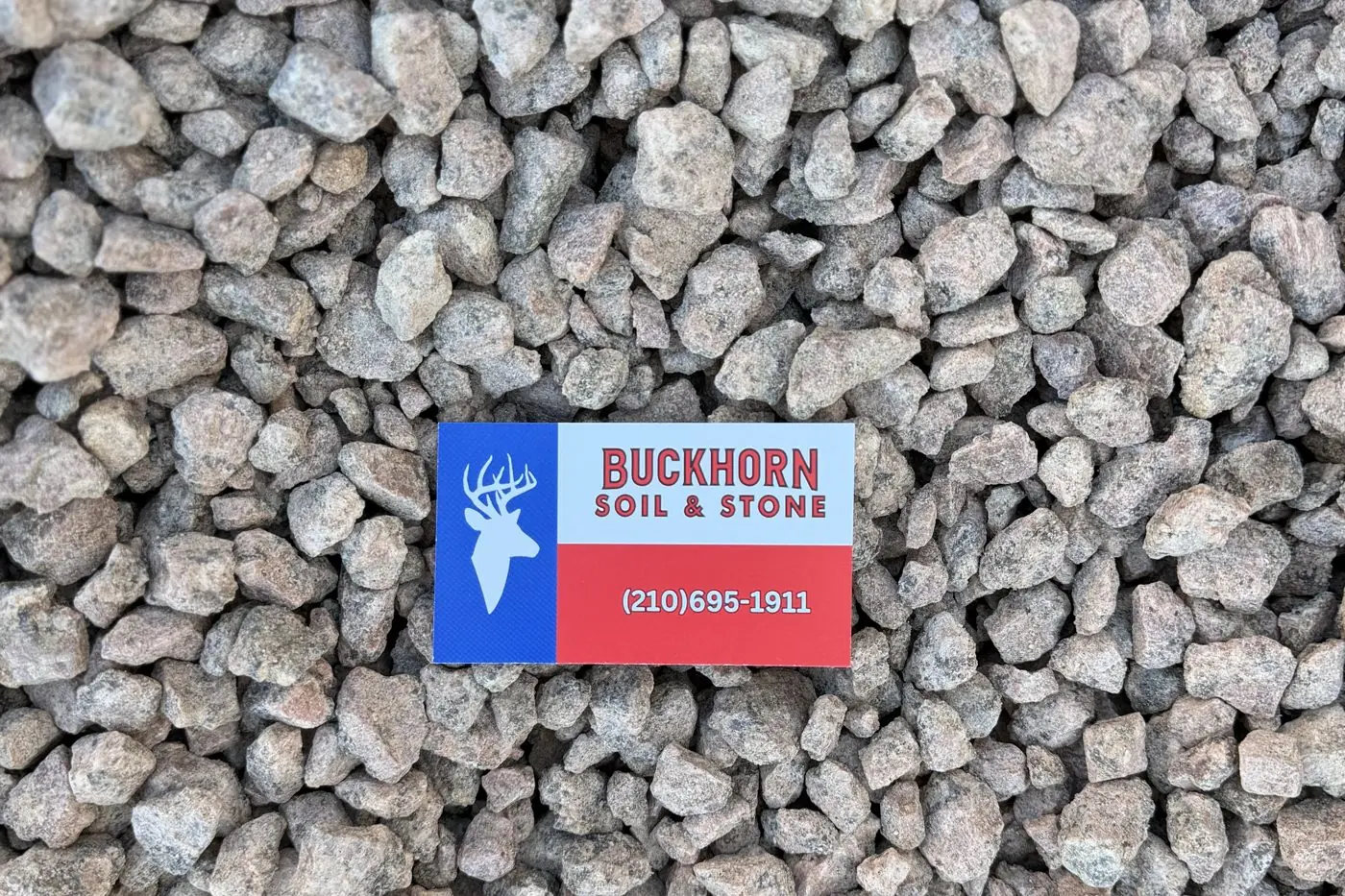 Pink and gray granite chips in the Buckhorn yard